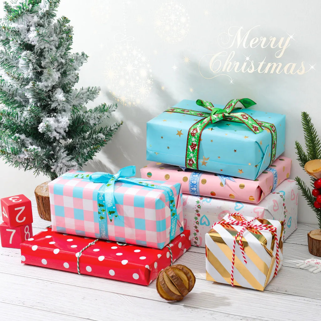 Elegant Wrapping Paper Xmas Packaging Christmas Gifts Shower Retro Love Birthday