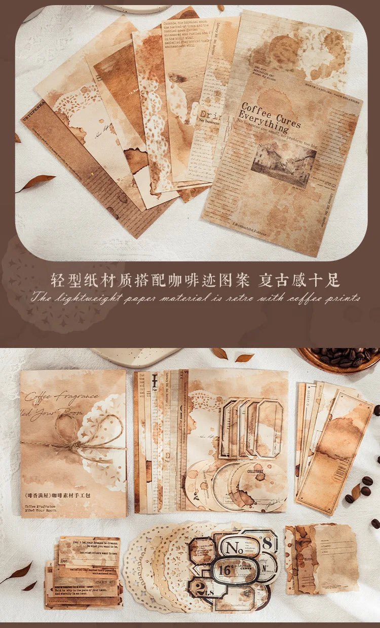 65 pcs/pack Coffee stain Style Decorative paper handmade DIY Diary Scrapbooking Background paper craft paper