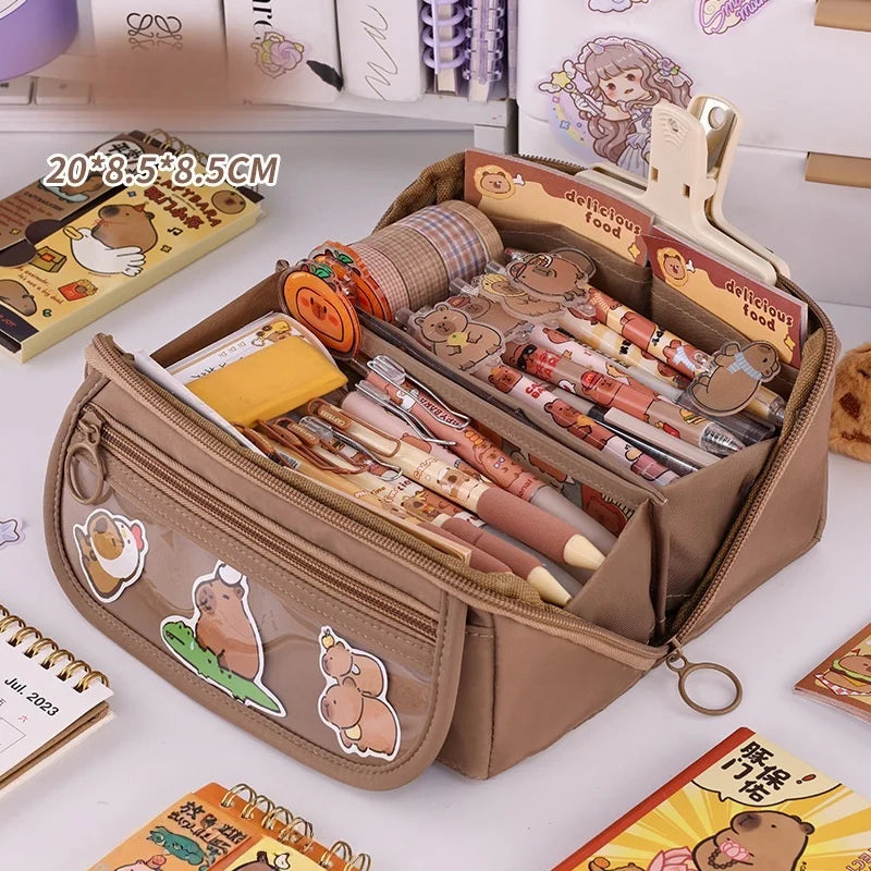 Pencil Case Organizer  Large Capacity Multi-Compartment Desktop Storage for School & Office Supplies School Cases Pouch Big