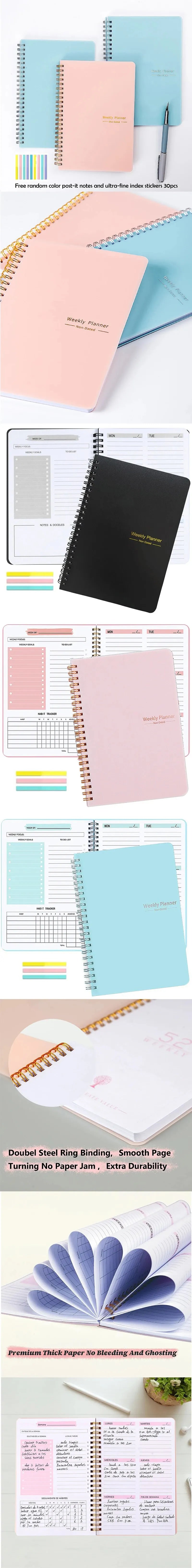Undated Weekly Planner A5 Weekly Goals Spiral Binding Notebook Planner Agenda Record Daily Plans To Achieve Future Goals
