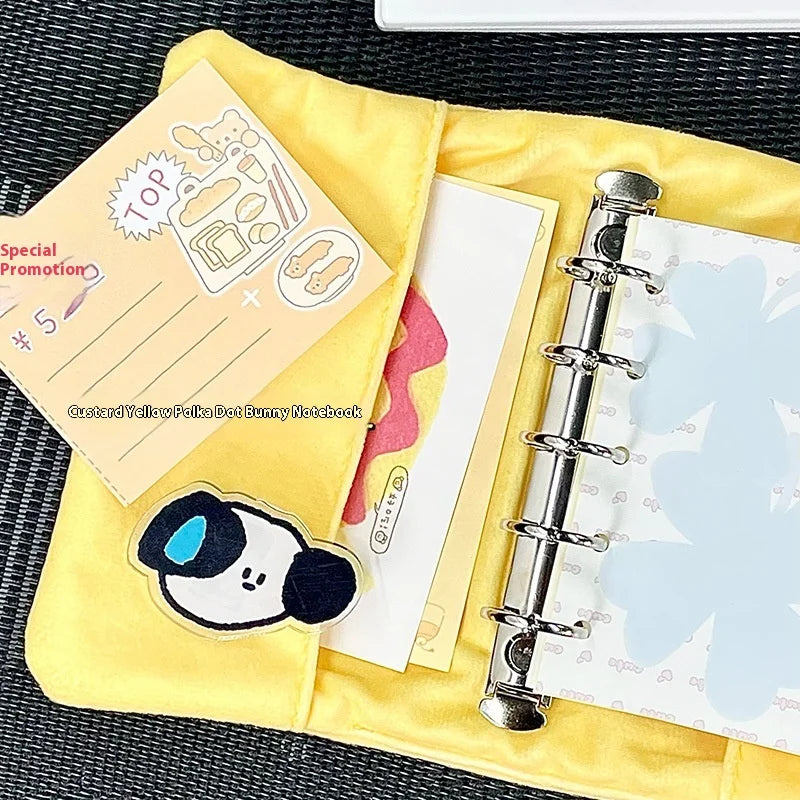 Cute M5 Handbook Book Cover Grey Cat Wave Dot Rabbit Cover High Beauty Simple Loose Leaf Notebook Only Shell