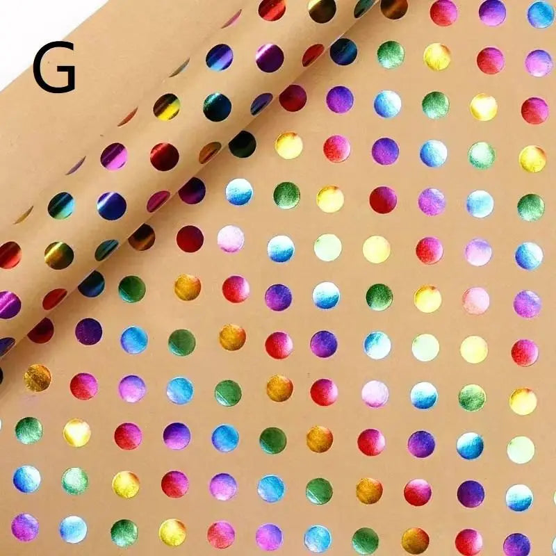 43x300cm Happy Birthday Valentine's Day Gift Wrapping Paper Retro Yellow Kraft Paper Colorful Bronzing Wrapping Paper