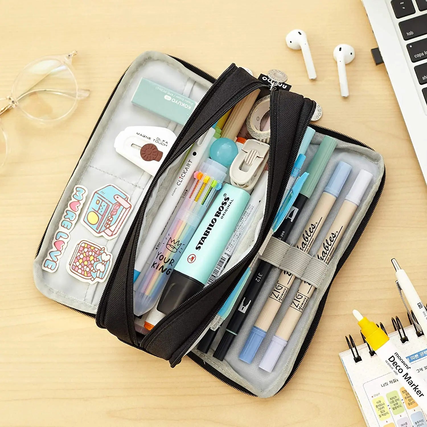 Pencil Case Large Capacity Pencil Pouch Aesthetic Pen Bag Office Stationery Organizer Simple Sturdy Multifunctional Pencil Bag