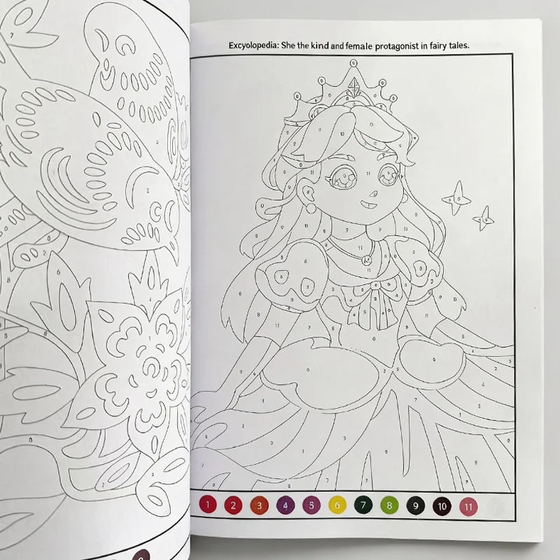 48 Pages with Colorful Pages and Number Instructions, Children's Fun Coloring Book,  Interactive Activity Coloring Book
