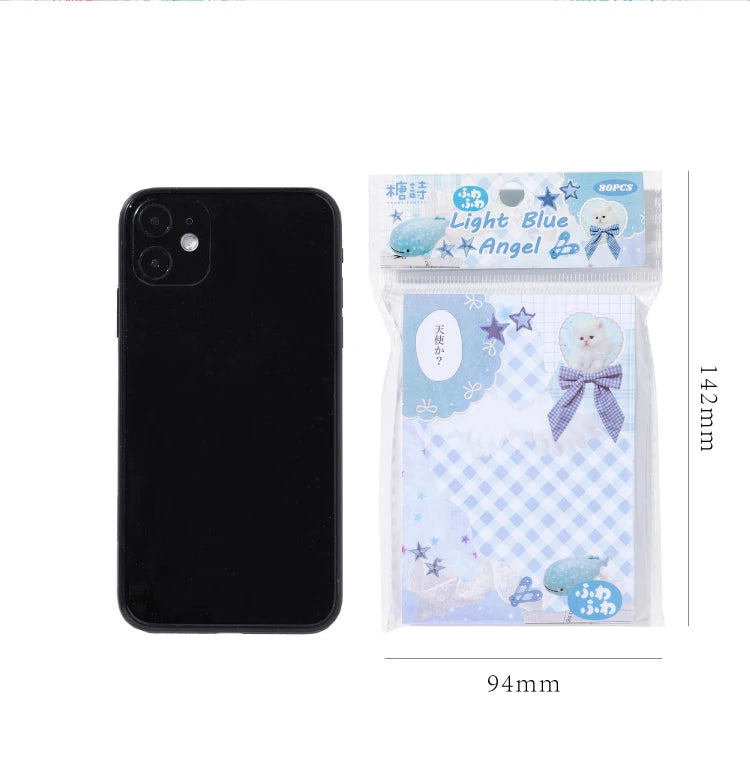 80pcs/pack Kawaii Japanese Stationery Student Message Memo Sticky Paper Scrapbook Background Paper School Office Supplies