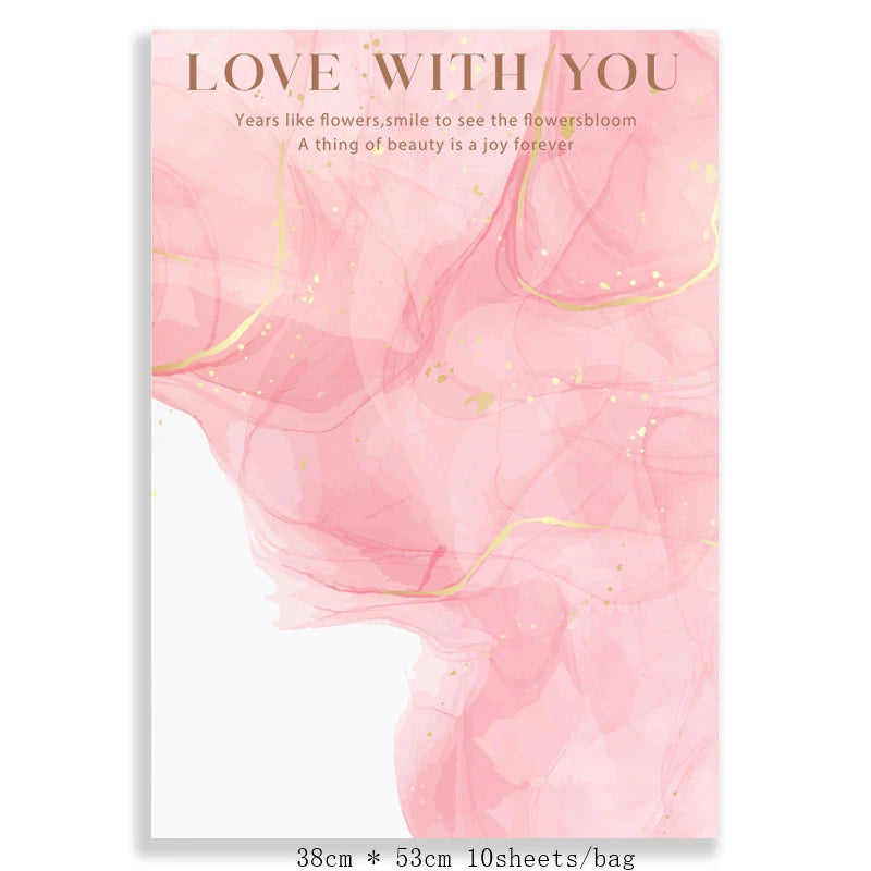Valentine'S Day Gilded Flower Wrapping Paper, Gradient Korean Art Floral Wrapping Paper, Gift Paper, Flower Packaging Materials