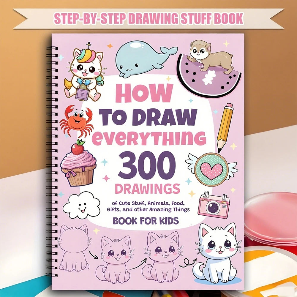 How to Draw Anything for Painting Enthusiast, 300 Cute Step-by-Step Simple Drawings of Adorable Things, Animals, Food, Gifts