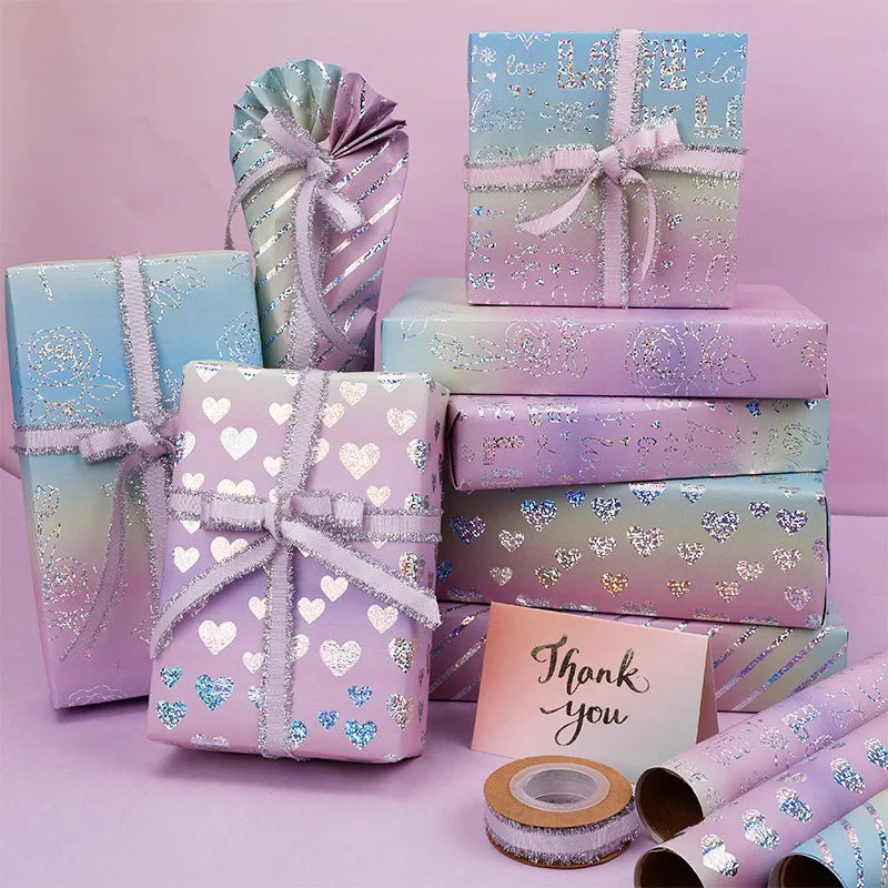 Wrapping Paper Iridescent Iridescent Gift Wrap Roll Confetti Gift Wrap Rainbow Holographic Birthday Wrapping Paper For Girls