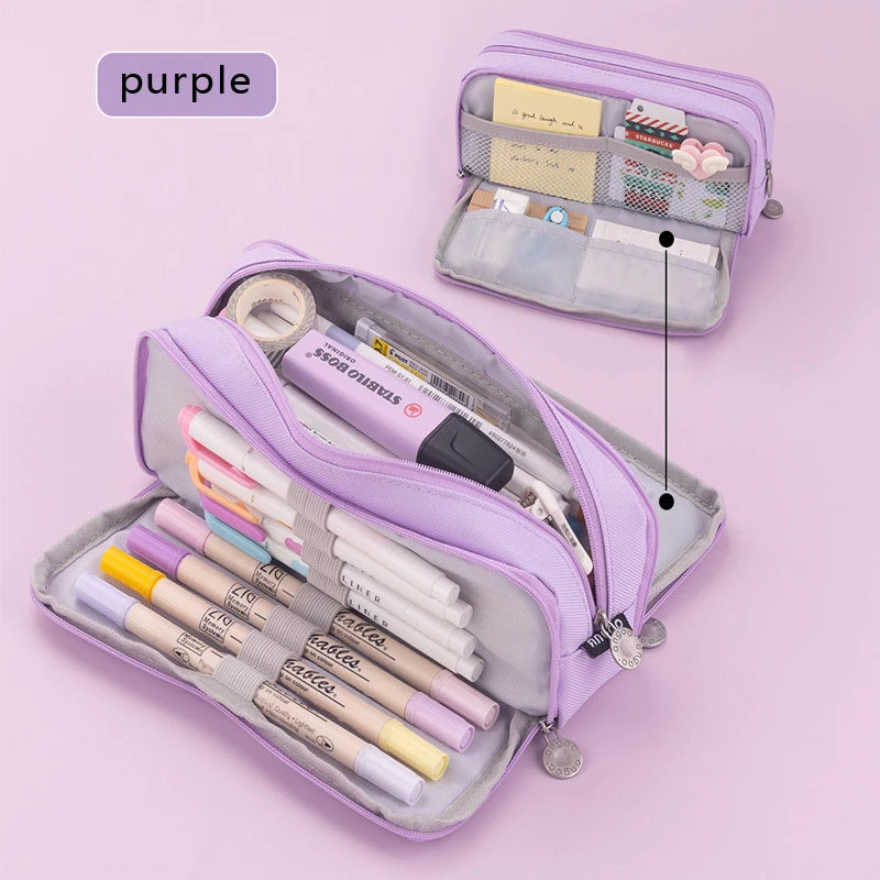 Pencil Case Large Capacity Pencil Pouch Aesthetic Pen Bag Office Stationery Organizer Simple Sturdy Multifunctional Pencil Bag