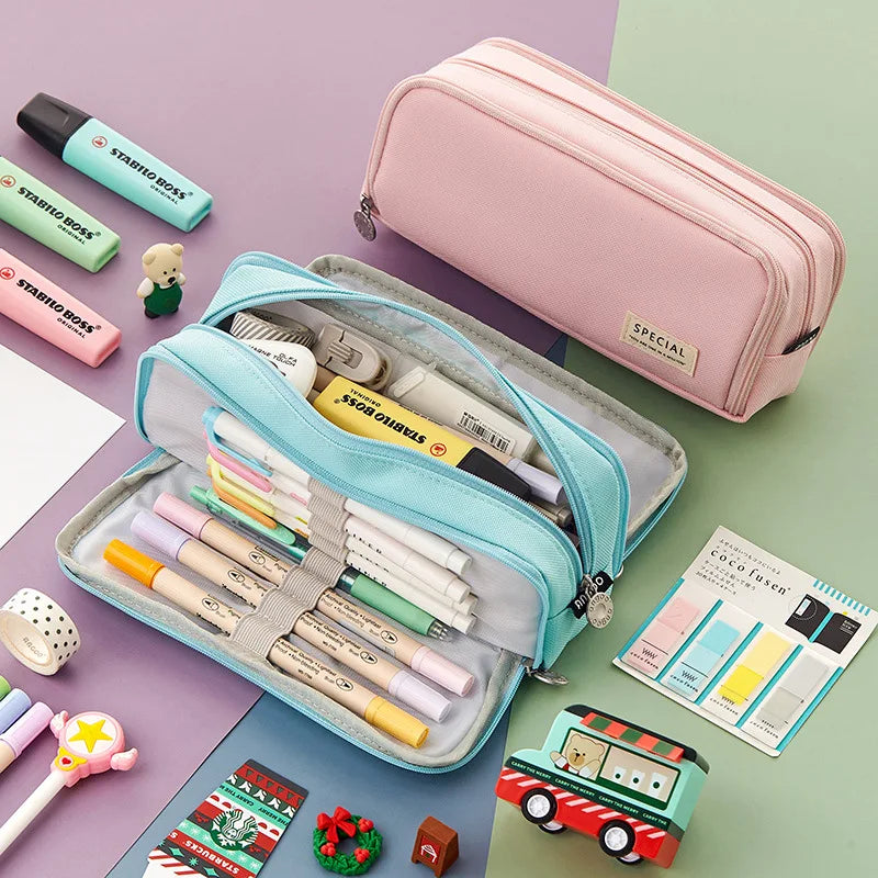 Pencil Case Large Capacity Pencil Pouch Aesthetic Pen Bag Office Stationery Organizer Simple Sturdy Multifunctional Pencil Bag