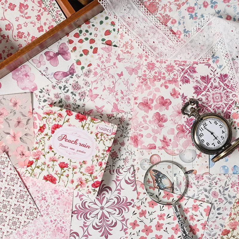 100pcs Vintage Paper Multi Style Deco Retro Stationery Supplies Writing Paper Junk Journal Label Scrapbooking Material Supplies
