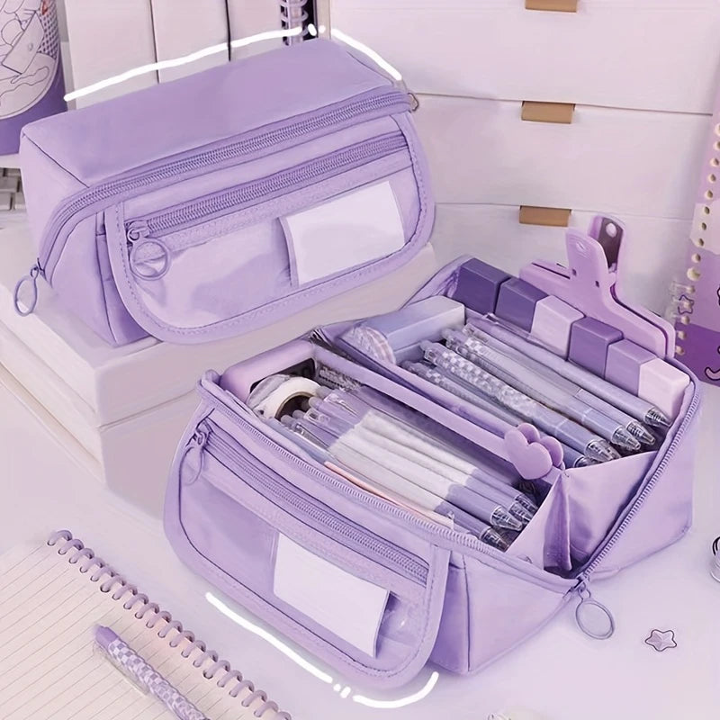 Pencil Case Organizer  Large Capacity Multi-Compartment Desktop Storage for School & Office Supplies School Cases Pouch Big