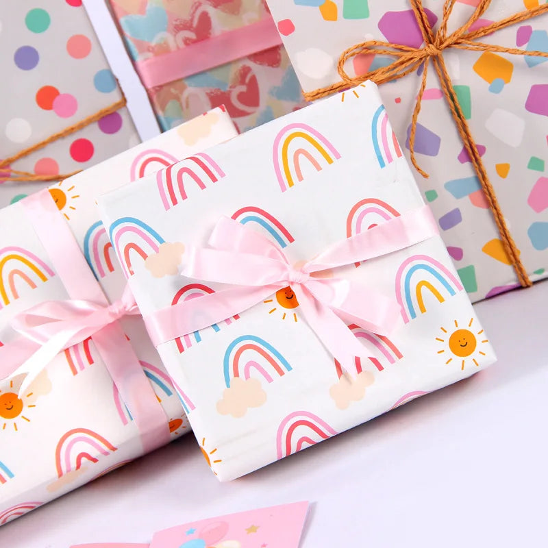 Fold 50*70cm Gift Wrapping Paper Christmas Gift Love Rainbow Gravel Valentine's Day Gift Paper Wrapper Wholesale Paper Craft