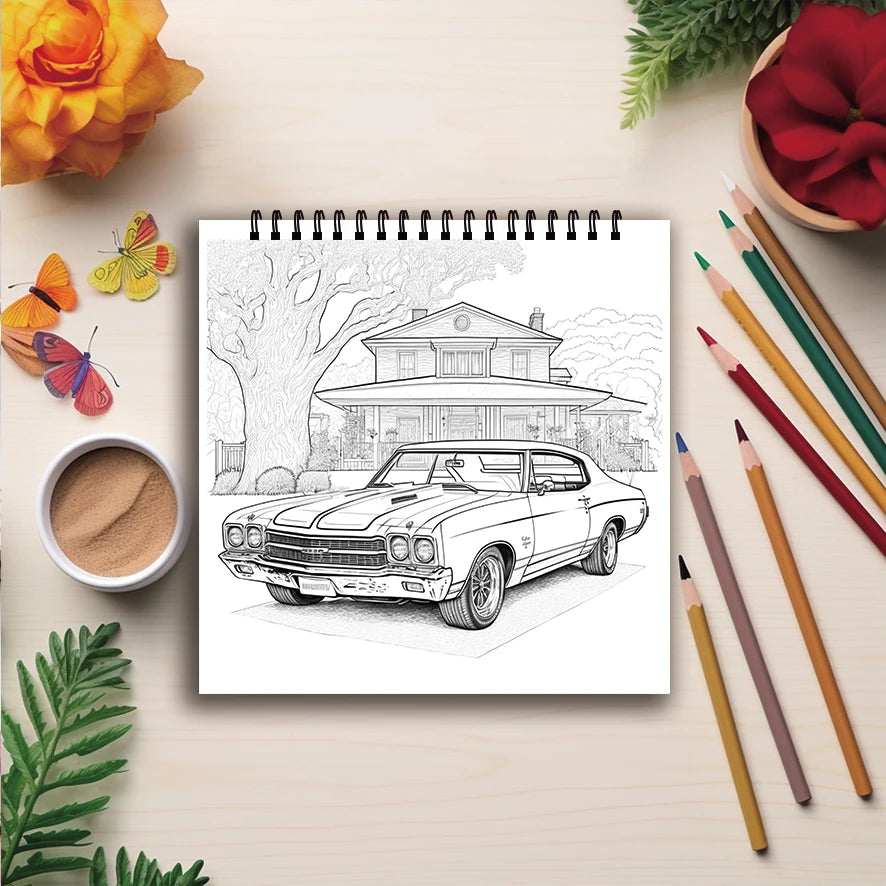 Coloring Book - 7.87 x 7.87 inches 32 pages car coloring book - ideal gift for family or friends