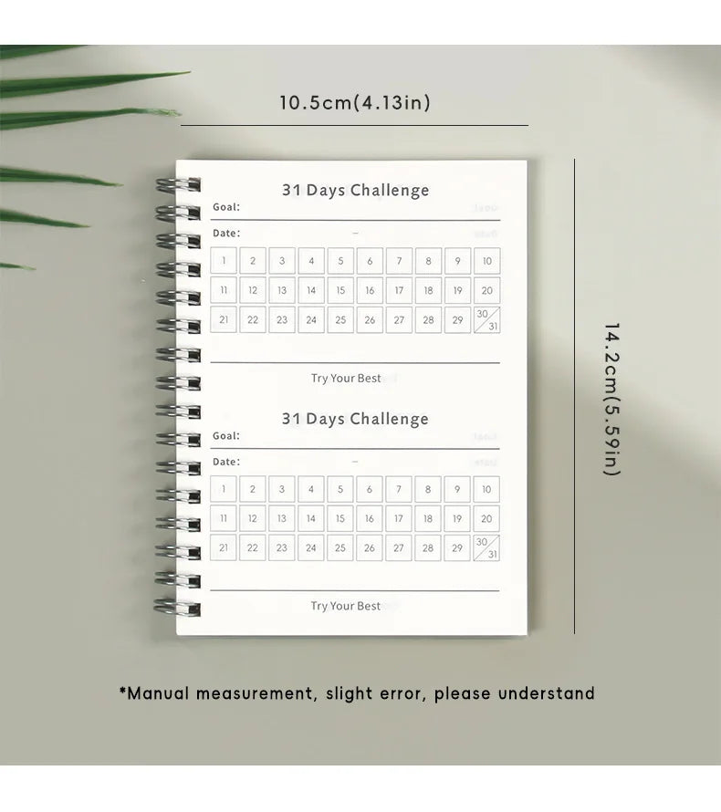 31 Days Planner Daily Challenge Notepad Self-Discipline Checklist Self-adhesive Memo Pads Mini Pocket Checklist Writing Pads