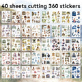 40 Sheets Kawaii Cute Stationery Stickers Manor Theme Scenic Sticker Book DIY Photo Frame Journal Handbook Picture Book Supplies