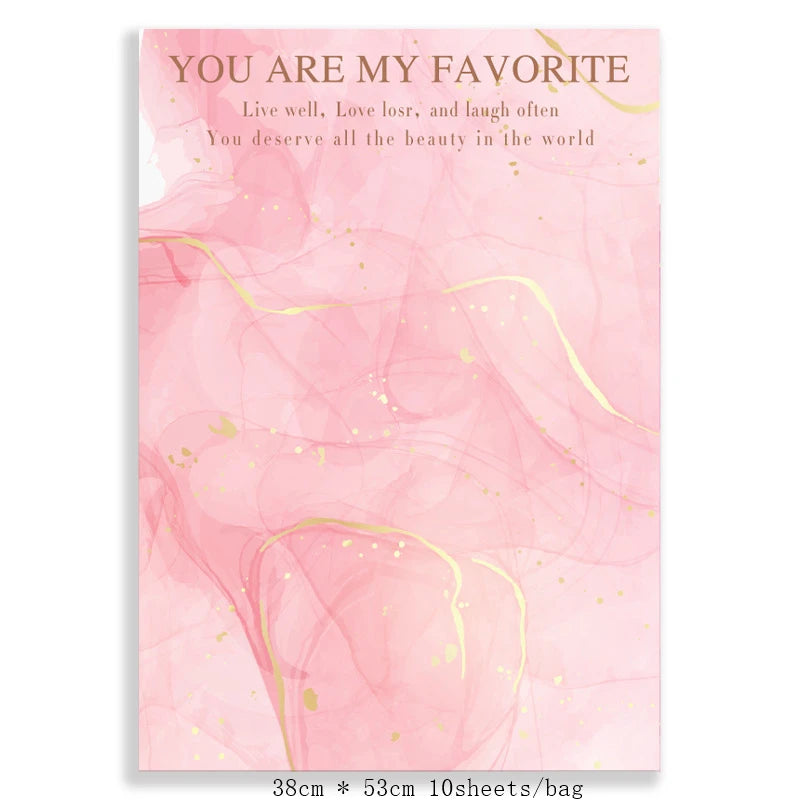 Valentine'S Day Gilded Flower Wrapping Paper, Gradient Korean Art Floral Wrapping Paper, Gift Paper, Flower Packaging Materials