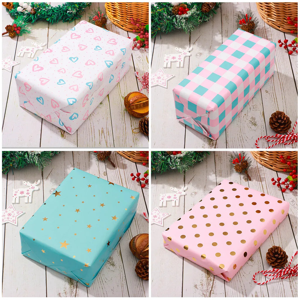 Elegant Wrapping Paper Xmas Packaging Christmas Gifts Shower Retro Love Birthday