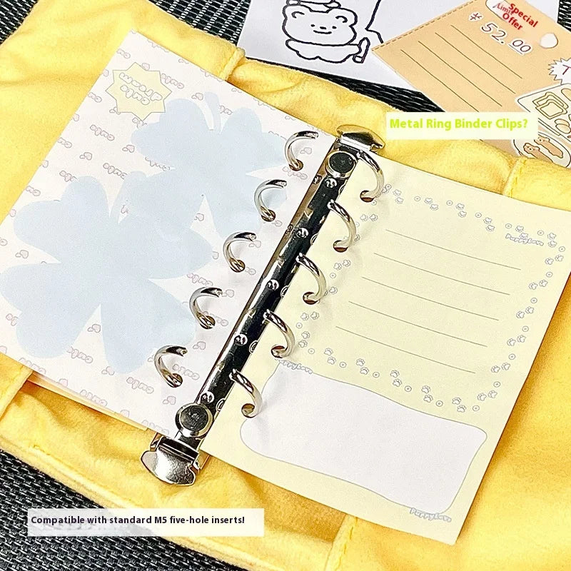 Cute M5 Handbook Book Cover Grey Cat Wave Dot Rabbit Cover High Beauty Simple Loose Leaf Notebook Only Shell