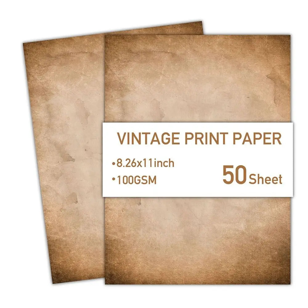 50 Sheets Vintage Stationery Writing Paper Simple Classical Printing Paper 100GSM Double Sided Literary Scrapbook Letter Paper