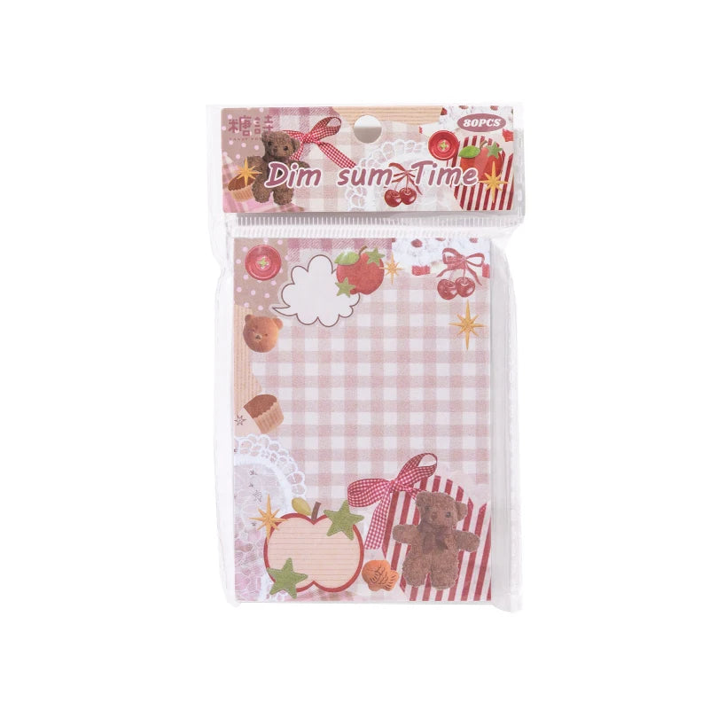 80pcs/pack Kawaii Japanese Stationery Student Message Memo Sticky Paper Scrapbook Background Paper School Office Supplies