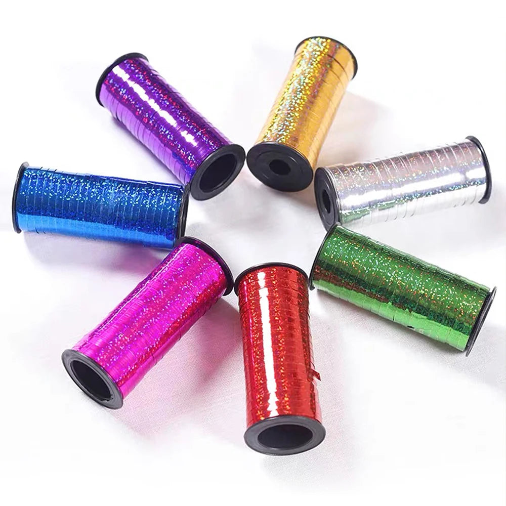 100Yards/Roll Glitter Curling Ribbons Balloon Ribbons Gift Wrap Ribbons for Crafts Christmas Birthday Wedding Party Decoration