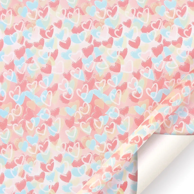 Fold 50*70cm Gift Wrapping Paper Christmas Gift Love Rainbow Gravel Valentine's Day Gift Paper Wrapper Wholesale Paper Craft