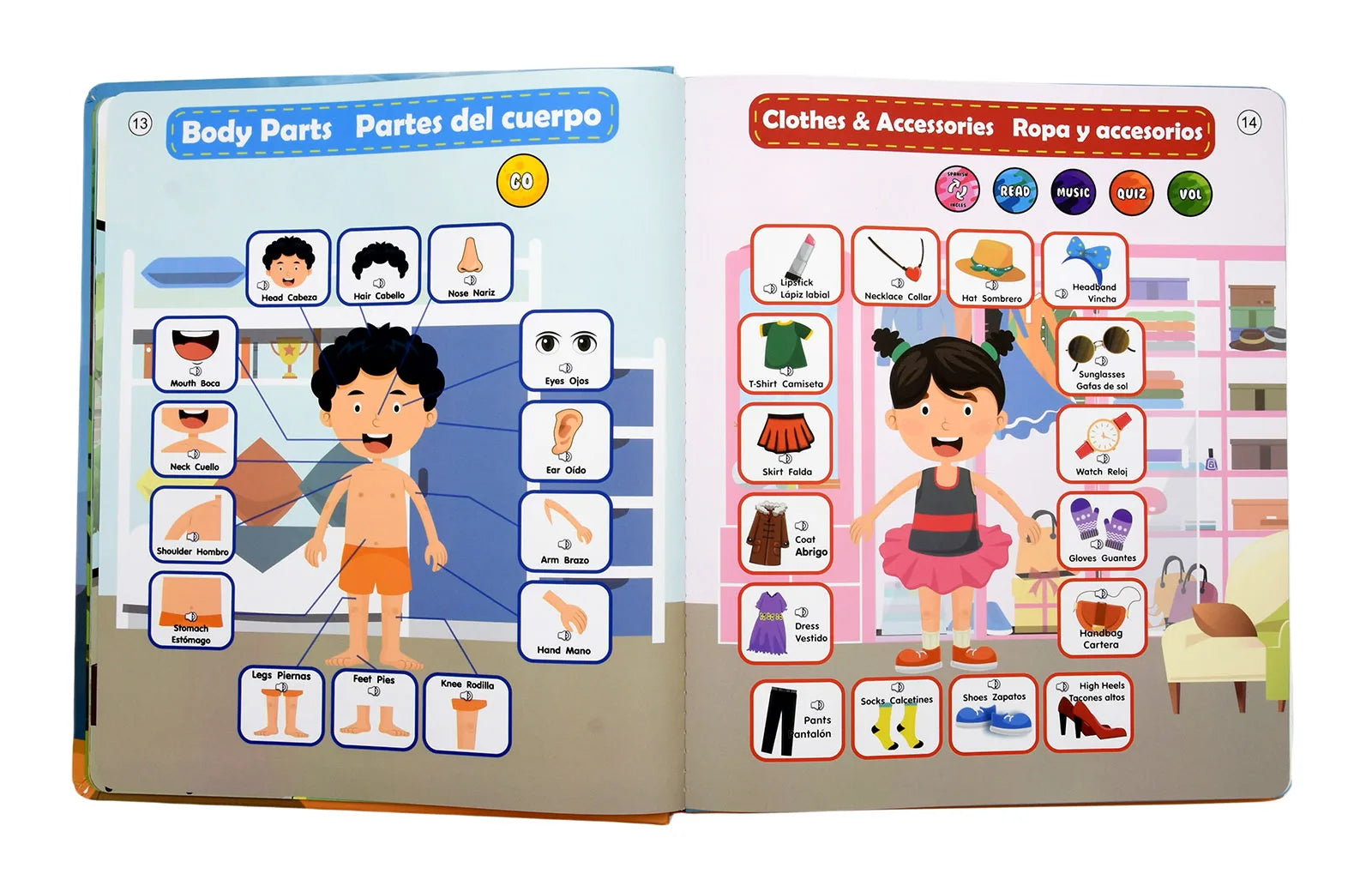 Spanish English Talking Learning Book for Kids Interactive Audio Sound Books Toddler Educational Toy To Learn Spanish Bilingual