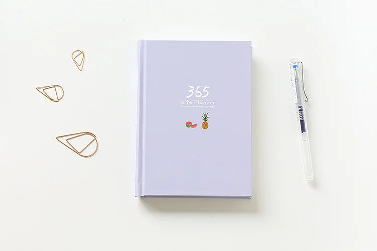 365 Planner Agenda Notebook Colorful Inner Page Illustration Yearly Daily Plan Journal Diary Book Record Life Stationery Gifts
