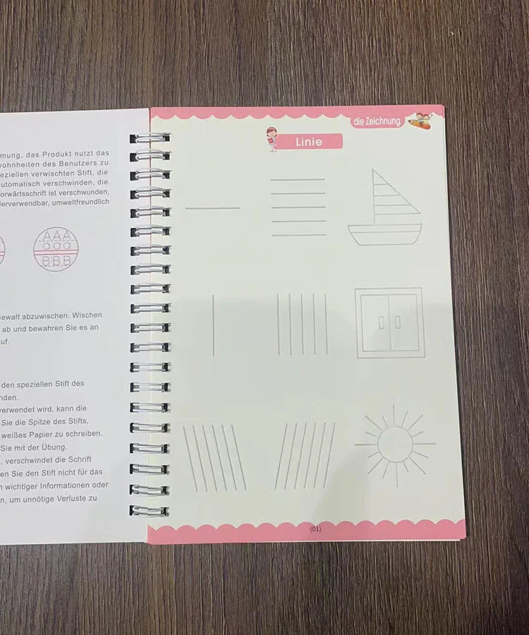 4pcs Portuguese Magic Practice Copybook Pen Preschools Kids Calligraphy Notebook Children Reusable  Writing Book Age 3-8