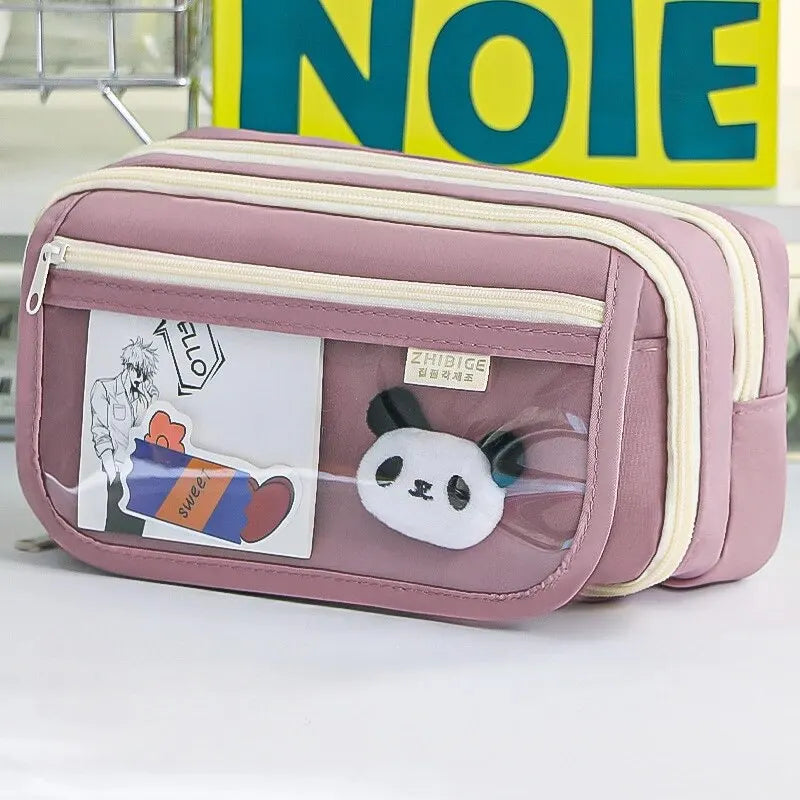 9-layer Large Capacity Pencil Case with Transparent Compartment and Magnetic Button Flip for Retrieval