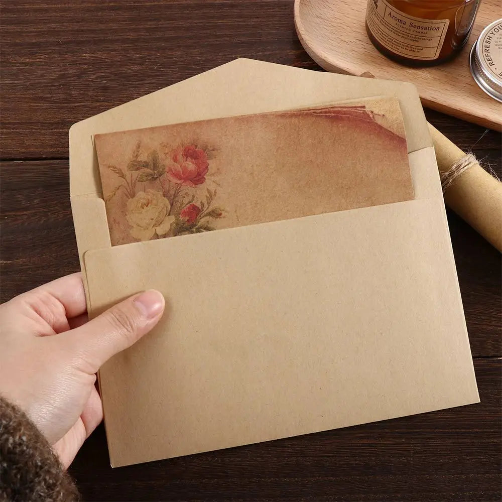 Stationery Flower Desig Letter Paper Craft Paper Kraft Paper Old Europe Style Letter Pad Writing Paper Retro Vintage Envelope