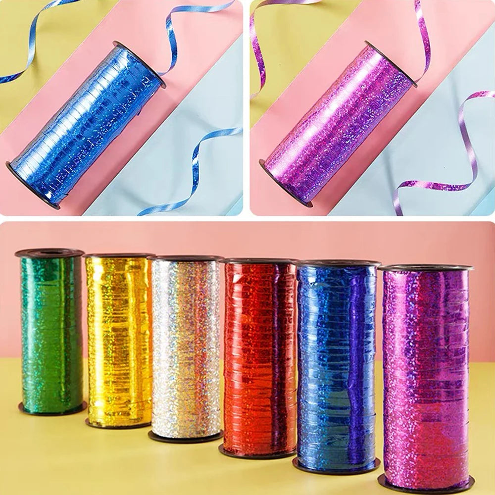 100Yards/Roll Glitter Curling Ribbons Balloon Ribbons Gift Wrap Ribbons for Crafts Christmas Birthday Wedding Party Decoration