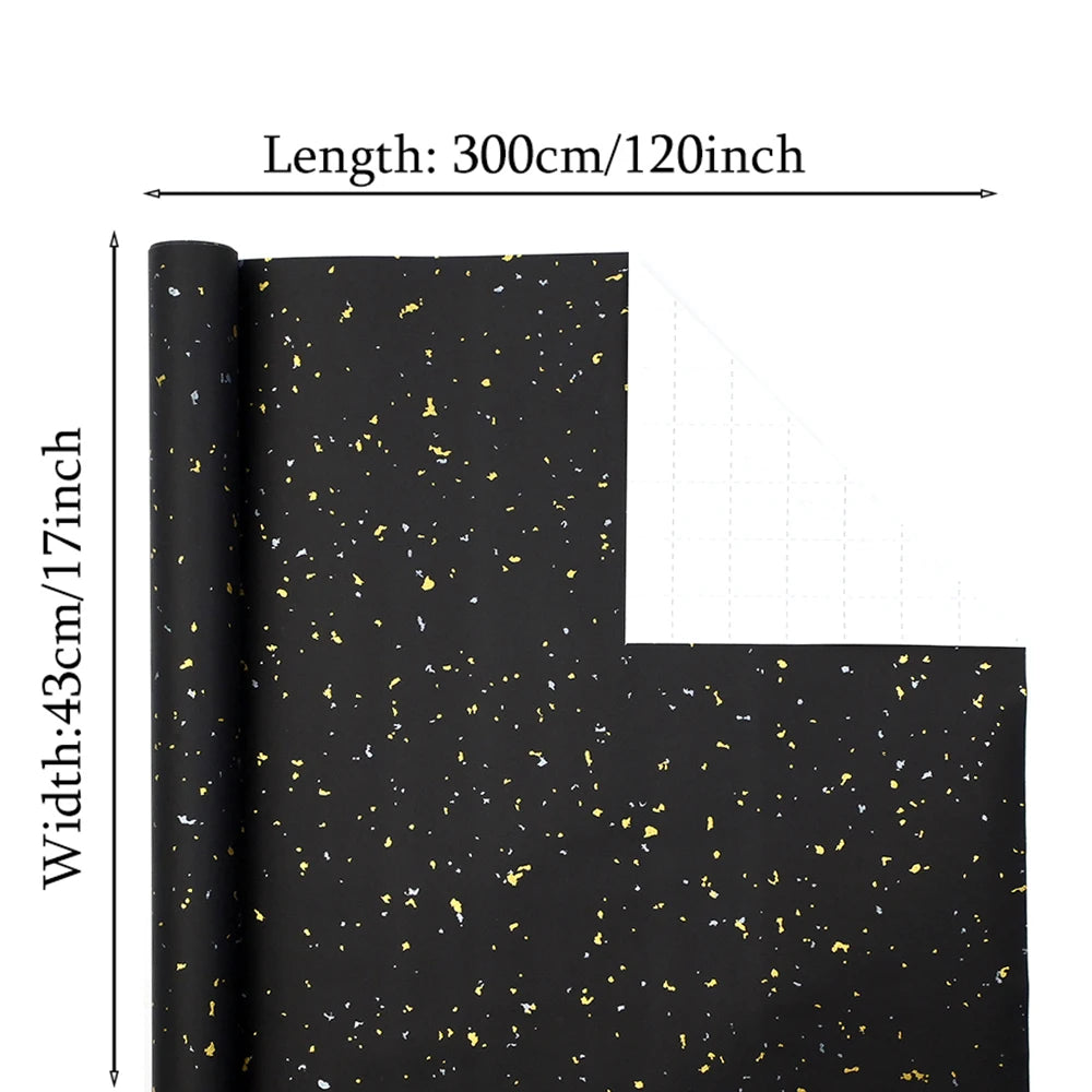Gift Wrapping Paper Roll, 1 Roll 17inch x 120inch, Black Gold Foil Design for Holiday, Birthday, Wedding, Party