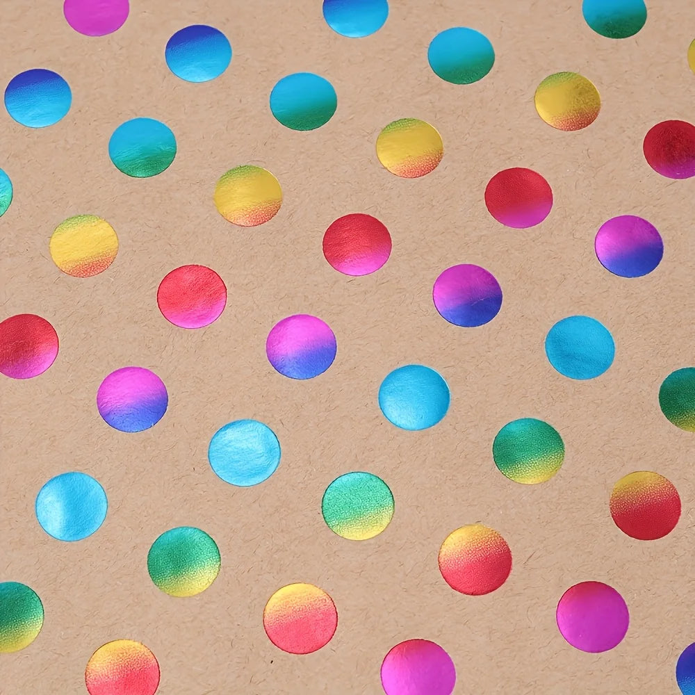 1Roll Extra Long Gift Wrap Paper-Very Large Roll(42.93x299.72 cm),Vibrant Multicolor Polka Dots in Pink,Blue,Golden,Green,Purple