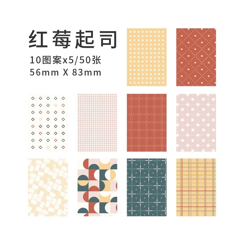 Journamm 50pcs Vintage Material Paper Cute Stationery Scrapbooking Cards for Journaling Project DIY Background Writable Paper