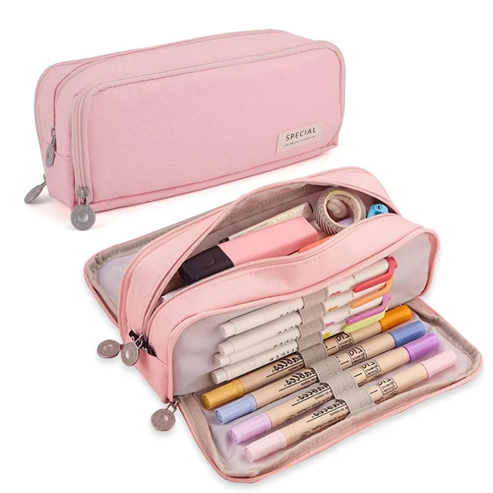 New extra large capacity portable pencil case, simple aesthetics lightweight and durable, ideal for students and offices
