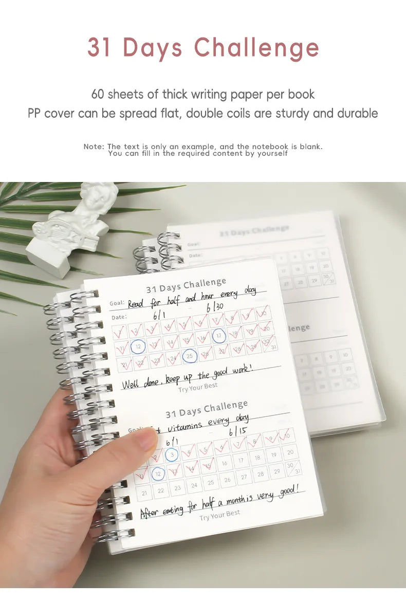 31 Days Planner Daily Challenge Notepad Self-Discipline Checklist Self-adhesive Memo Pads Mini Pocket Checklist Writing Pads