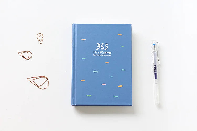 365 Planner Agenda Notebook Colorful Inner Page Illustration Yearly Daily Plan Journal Diary Book Record Life Stationery Gifts
