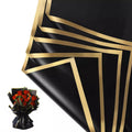 20pcs-56*54cm Black Gift Wrap with Gold Edges - Elegant Metallic Trim Wrapping Paper for Presents & Luxury Packaging
