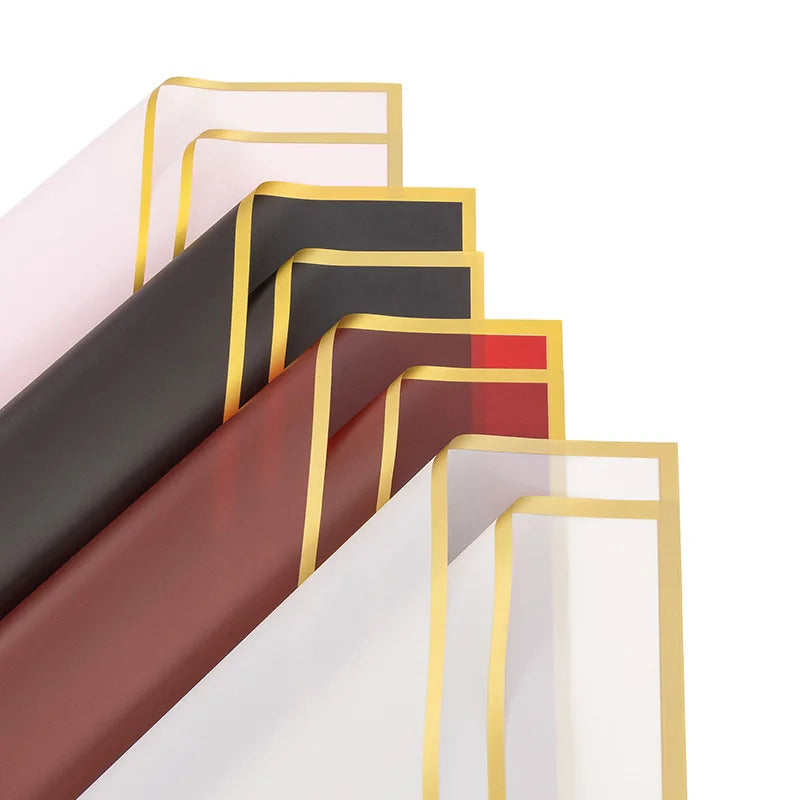 20pcs-56*54cm Black Gift Wrap with Gold Edges - Elegant Metallic Trim Wrapping Paper for Presents & Luxury Packaging