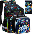 Kids Backpack for Boys, 3PCS Bookbag Set with Clip-On Lunch Box, Game School Bag for Elementary Preschool Toddler