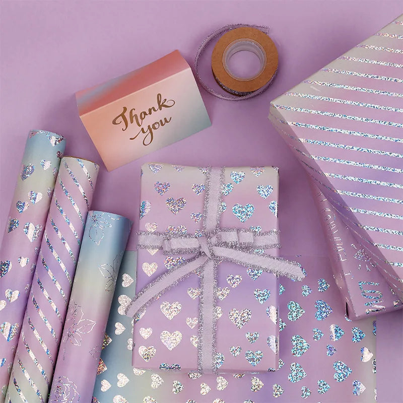 Wrapping Paper Iridescent Iridescent Gift Wrap Roll Confetti Gift Wrap Rainbow Holographic Birthday Wrapping Paper For Girls