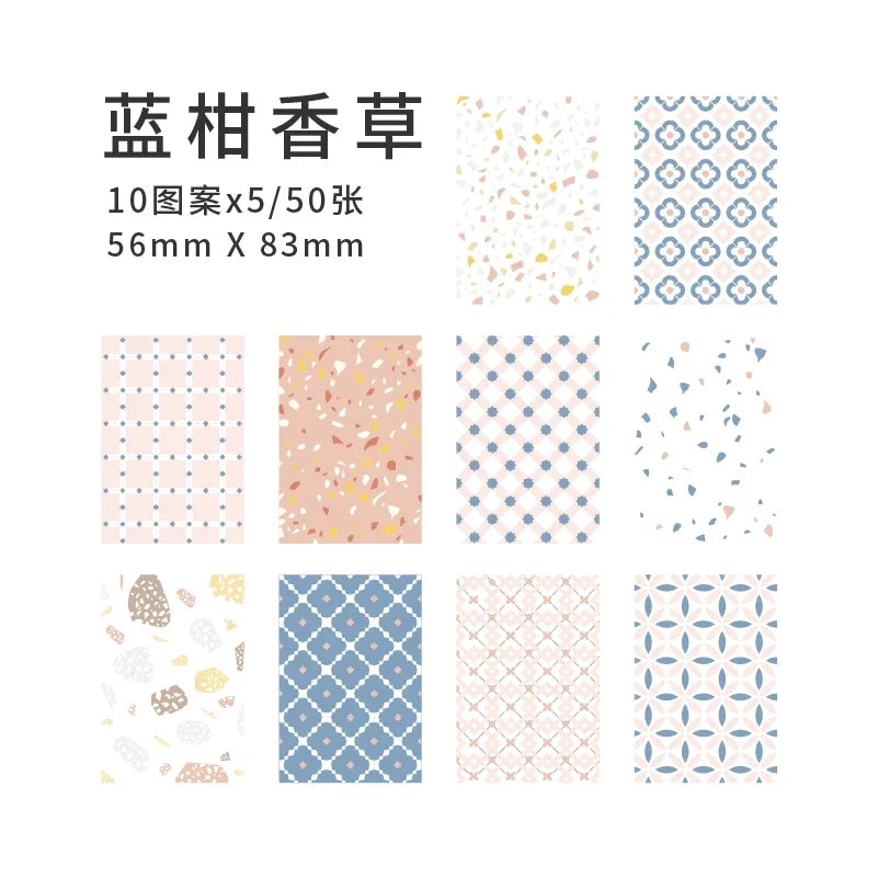 Journamm 50pcs Vintage Material Paper Cute Stationery Scrapbooking Cards for Journaling Project DIY Background Writable Paper