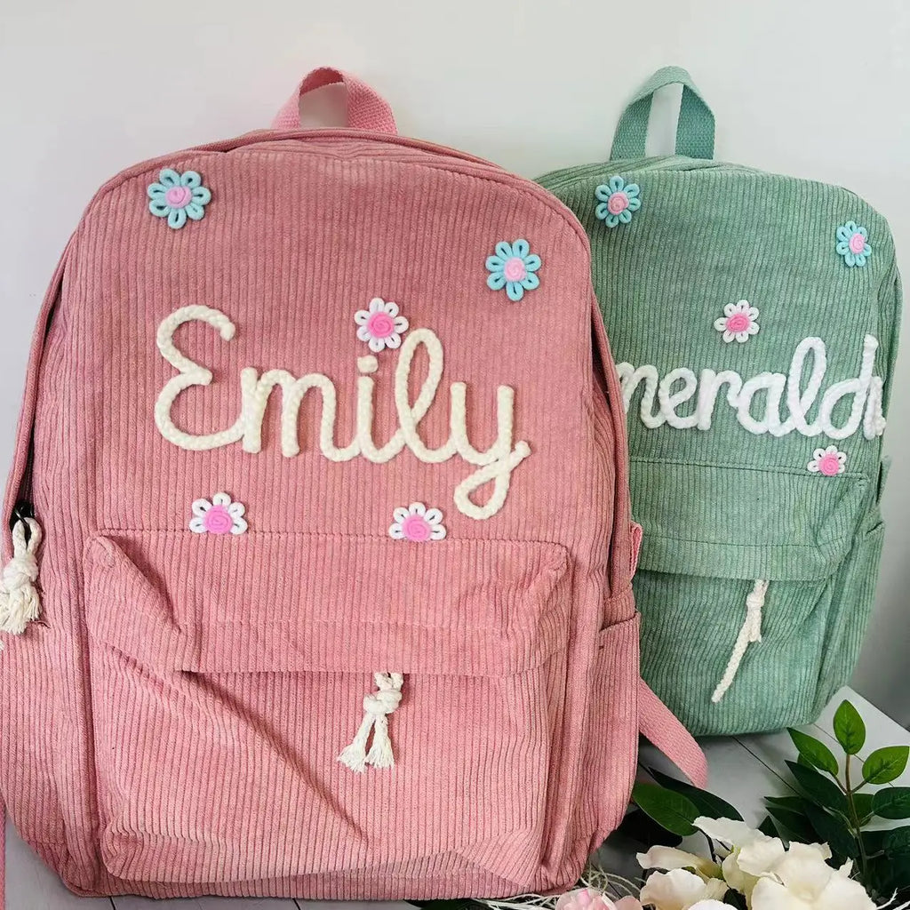 Personalized Kids Backpack, Embroidered Corduroy Backpack,Back to School, Kid name backpack,school bag college,toddler,with name