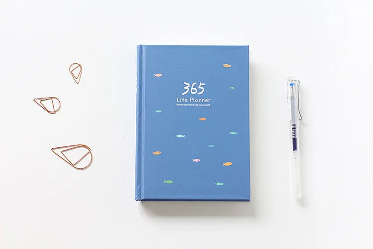 365 Planner Agenda Notebook Colorful Inner Page Illustration Yearly Daily Plan Journal Diary Book Record Life Stationery Gifts