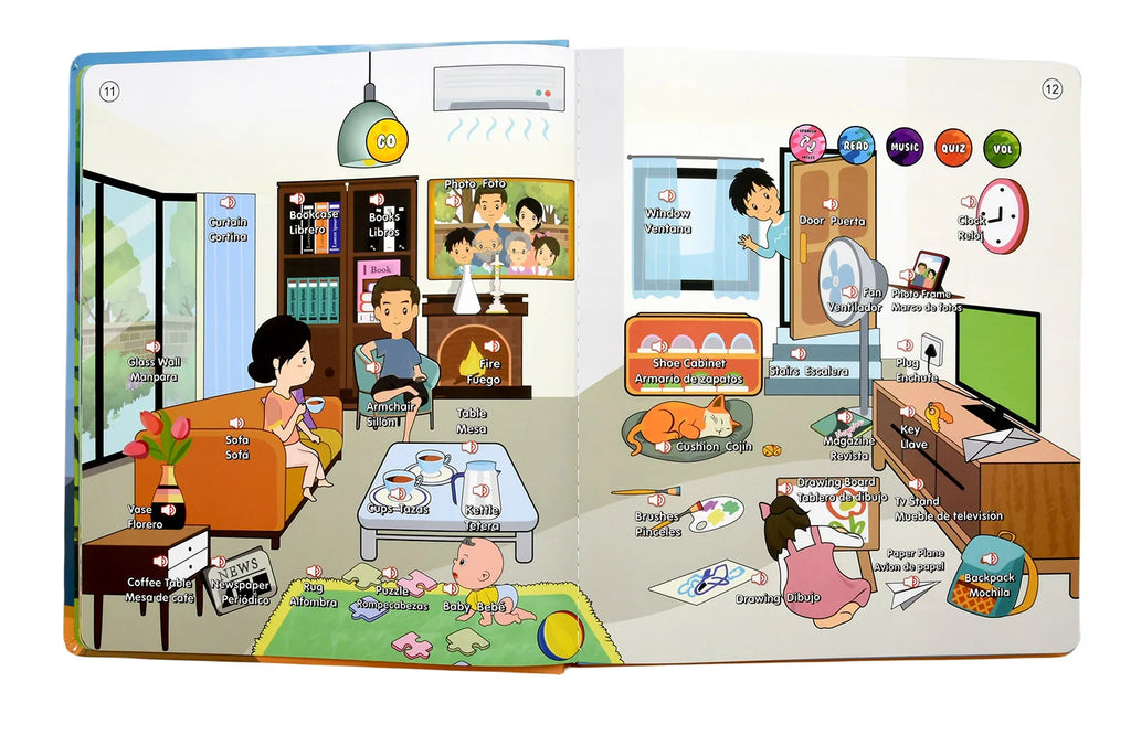Spanish English Talking Learning Book for Kids Interactive Audio Sound Books Toddler Educational Toy To Learn Spanish Bilingual