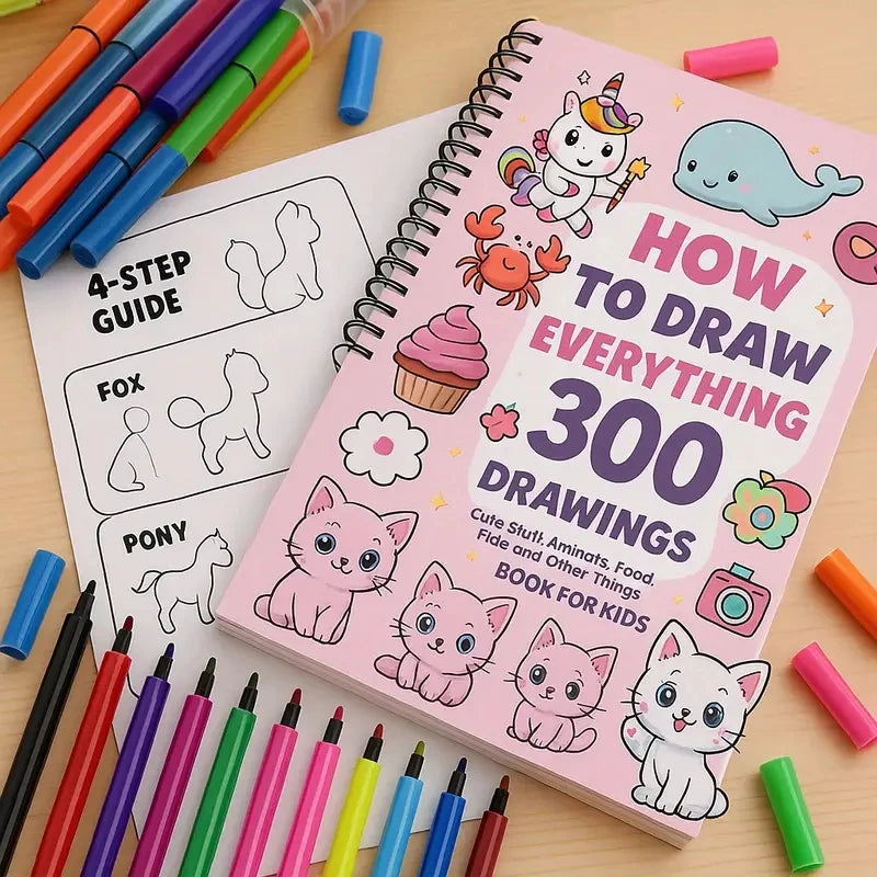 How to Draw Anything for Painting Enthusiast, 300 Cute Step-by-Step Simple Drawings of Adorable Things, Animals, Food, Gifts