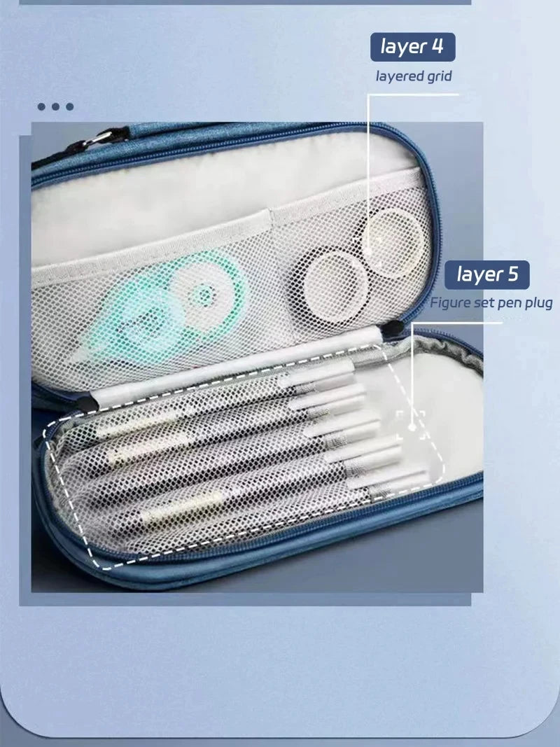 Pen Storage Bag Pencil Case 4 Layer Large Capacity Cosmetic High Quality Study Supplies Simple Student Stationary Boxes