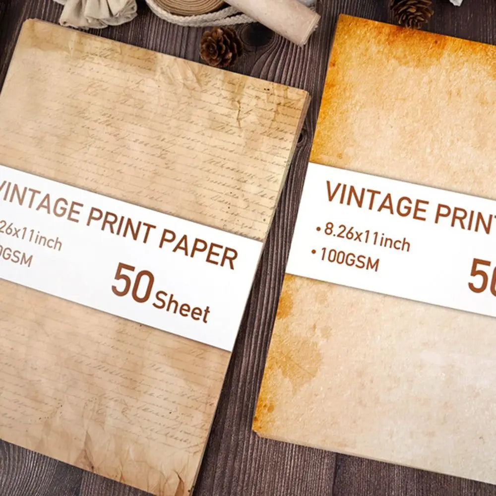 50 Sheets Vintage Stationery Writing Paper Classical Drawing Paper Printing Paper Thicker Simple Literary Scrapbook Letter Paper